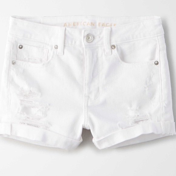 american eagle white jean shorts
